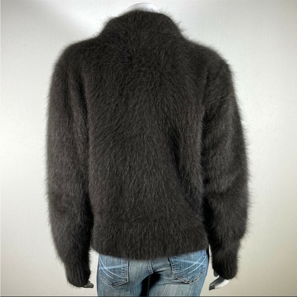 Vintage Venesha || Black 80% Angora Fuzzy Ribbed Jacket - Picture 3 of 7